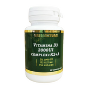 Vitamina D3 2000UI complex+K2+A 60 cps Greennatural