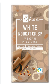 Ciocolata bio vegana alba cu alune White Nougat Crisp 80g iChoc